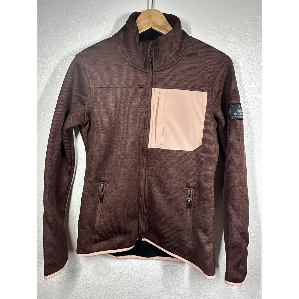 Ascend Jacket Womens Small Brown Pink Full Zip Fleece Outdoor Hiking Pockets